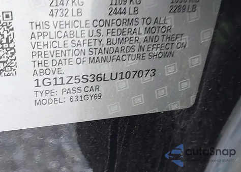2020 Chevrolet Impala Lt from USA, damaged, VIN 1G11Z5S36LU107073